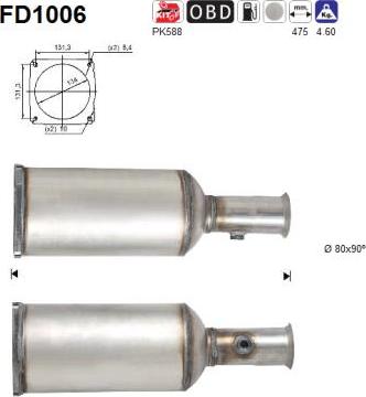 AS FD1006 — Filtr sadzy / filtr cząstek stałych, układ wydechowy