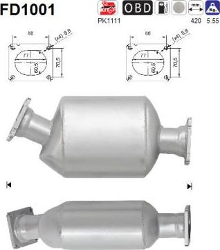 AS FD1001 — Filtr sadzy / filtr cząstek stałych, układ wydechowy
