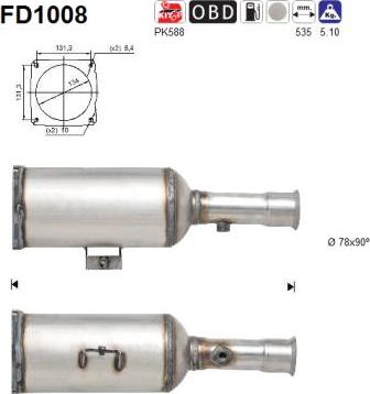 AS FD1008 - FILTR CZĄSTEK STAŁYCH DPF CITROEN C8 2.0HDI EURO 4