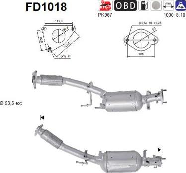 AS FD1018 - FILTR CZĄSTEK STAŁYCH DPF RENAULT KOLEOS 2.0DCI EURO 4