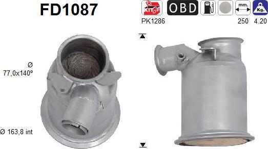 AS FD1087 — Filtr sadzy / filtr cząstek stałych, układ wydechowy