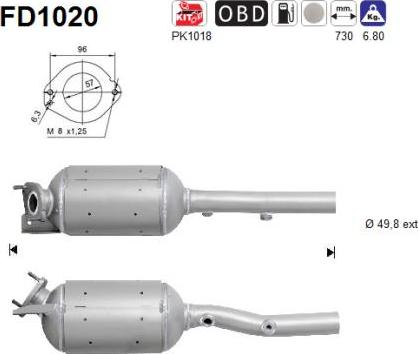AS FD1020 - FILTR CZĄSTEK STAŁYCH DPF EURO 4