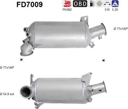 AS FD7009 — Filtr sadzy / filtr cząstek stałych, układ wydechowy