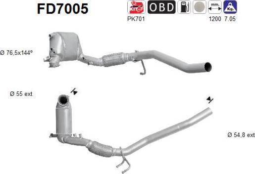 AS FD7005 — Filtr sadzy / filtr cząstek stałych, układ wydechowy