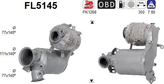 AS FL5145 — Filtr sadzy / filtr cząstek stałych, układ wydechowy