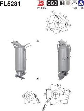 AS FL5281 — Filtr sadzy / filtr cząstek stałych, układ wydechowy