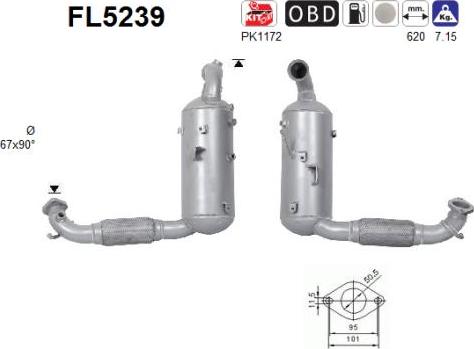 AS FL5239 — Filtr sadzy / filtr cząstek stałych, układ wydechowy