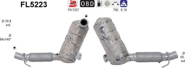 AS FL5223 — Filtr sadzy / filtr cząstek stałych, układ wydechowy