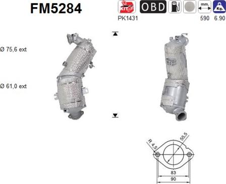 AS FM5284 — Filtr sadzy / filtr cząstek stałych, układ wydechowy