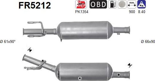 AS FR5212 — Filtr sadzy / filtr cząstek stałych, układ wydechowy