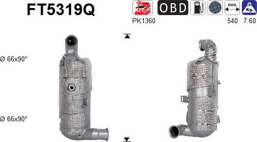 AS FT5319Q — Filtr sadzy / filtr cząstek stałych, układ wydechowy