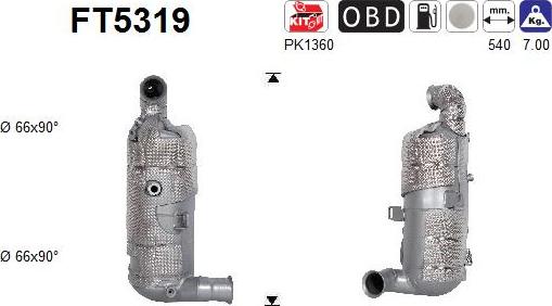 AS FT5319 — Filtr sadzy / filtr cząstek stałych, układ wydechowy