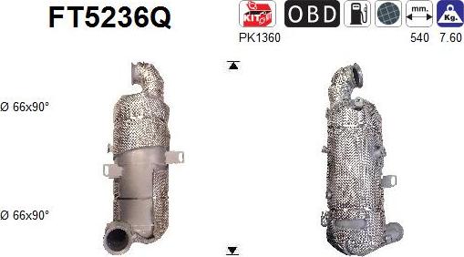 AS FT5236Q — Filtr sadzy / filtr cząstek stałych, układ wydechowy