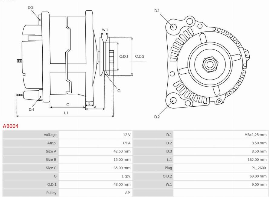 AS-PL A9004 - ALTERNATOR