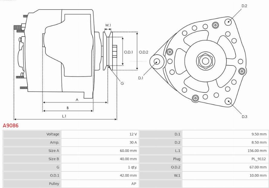 AS-PL A9086 - ALTERNATOR