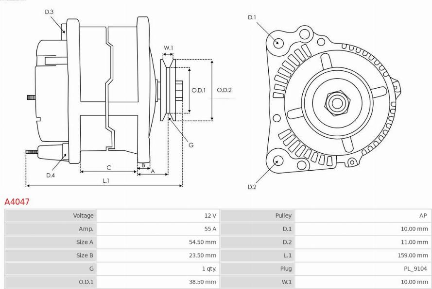 AS-PL A4047 - ALTERNATOR