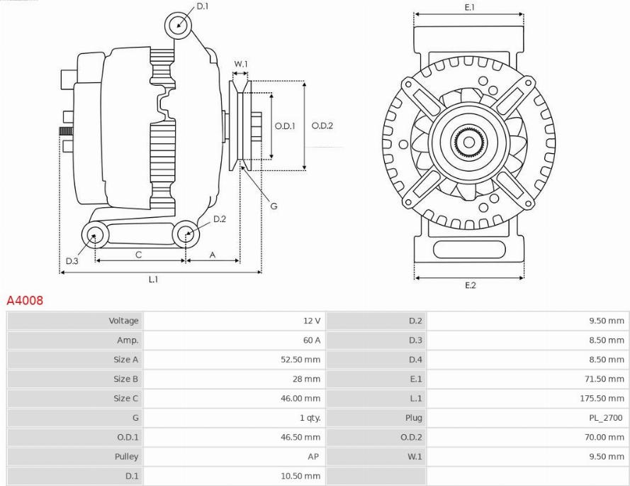AS-PL A4008 - ALTERNATOR