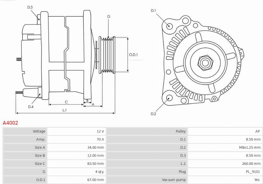 AS-PL A4002 - ALTERNATOR