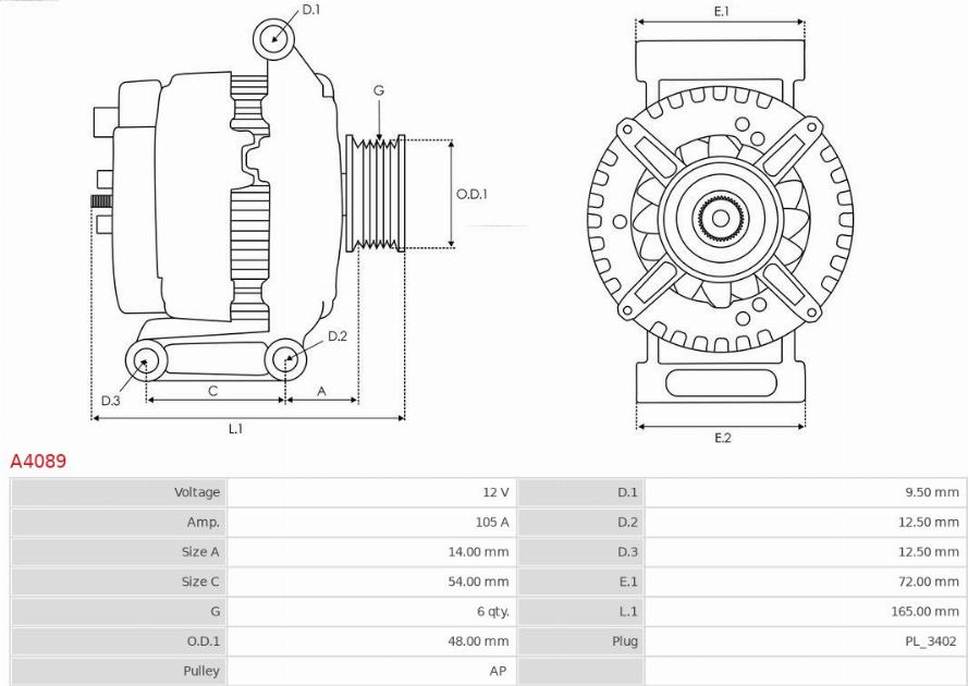 AS-PL A4089 - ALTERNATOR