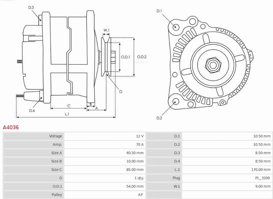 AS-PL A4036 - ALTERNATOR