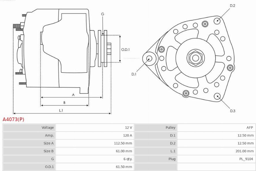 AS-PL A4073(P) - ALTERNATOR Z KOŁEM