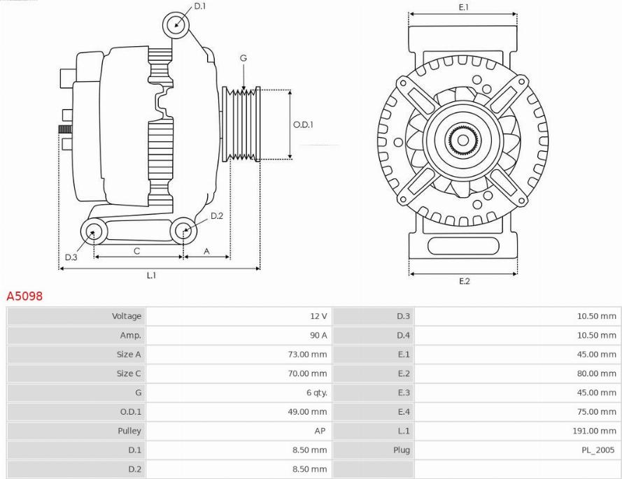 AS-PL A5098 - ALTERNATOR