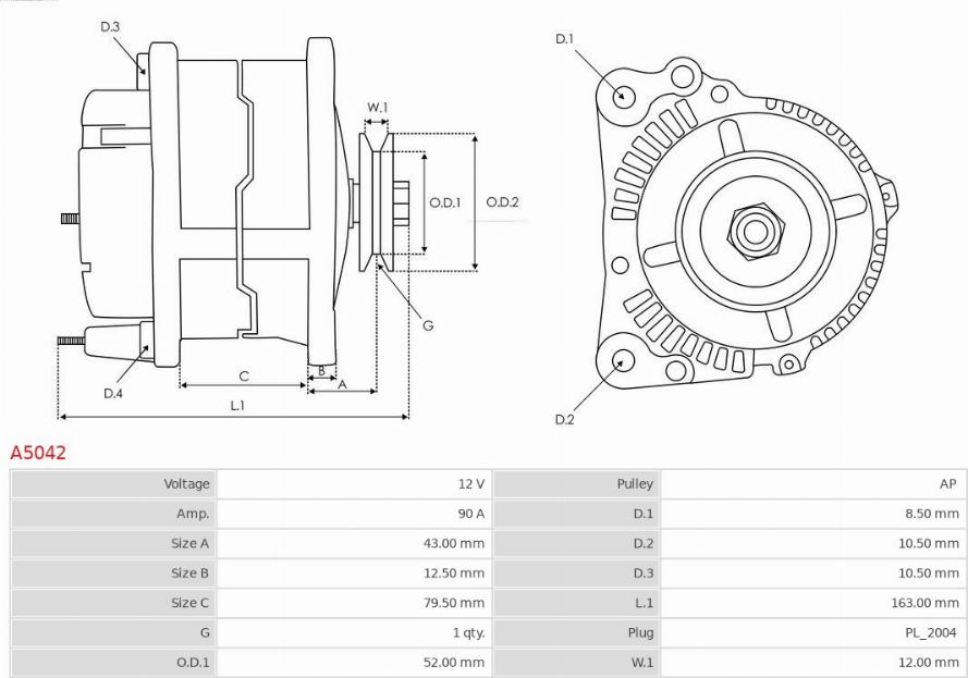 AS-PL A5042 - ALTERNATOR