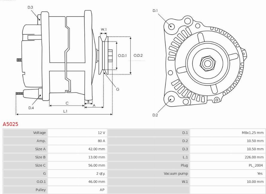AS-PL A5025 - ALTERNATOR