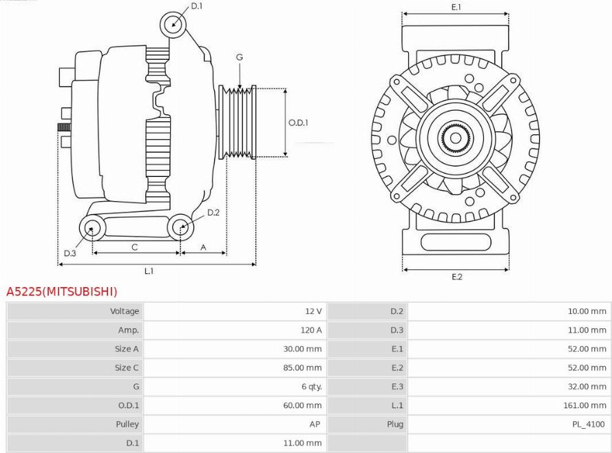 AS-PL A5225(MITSUBISHI) - ALTERNATOR