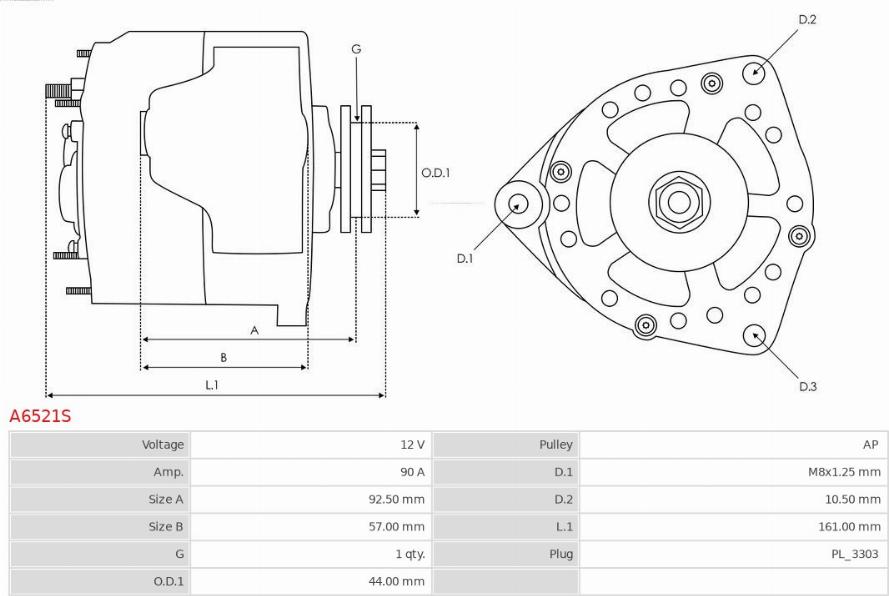 AS-PL A6521S - ALTERNATOR