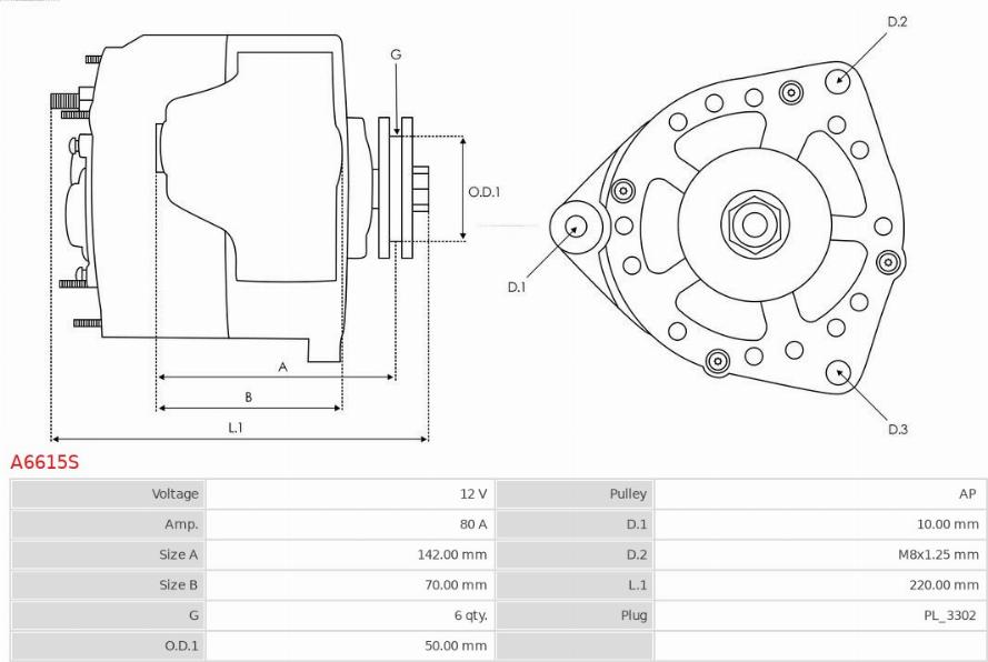 AS-PL A6615S - ALTERNATOR