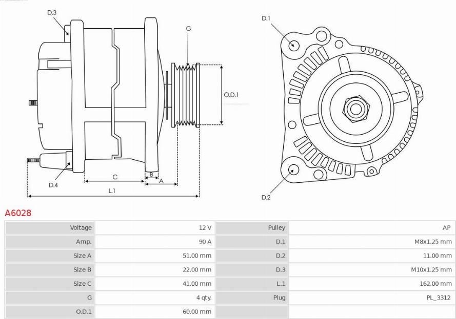 AS-PL A6028 - ALTERNATOR