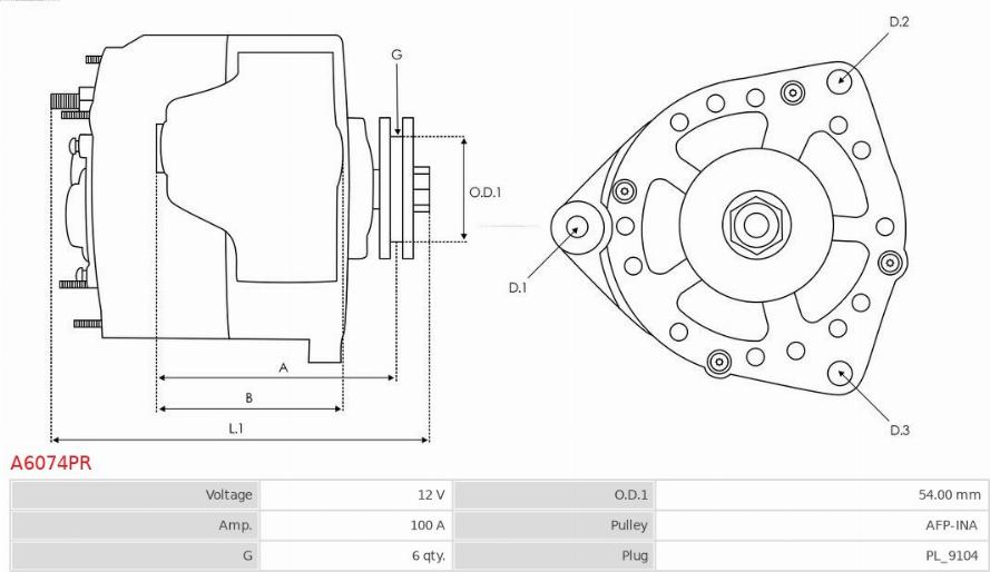 AS-PL A6074PR - ALTERNATOR ALFA ROMEO. 159 1.9 JTDM 16V. 159 1.9 JTDM 8V. BRERA 2.0 JTDM.FIAT. BRAVO 1.6 D MULTIJET. BRAVO 1.9 D MULTIJET. BRAVO