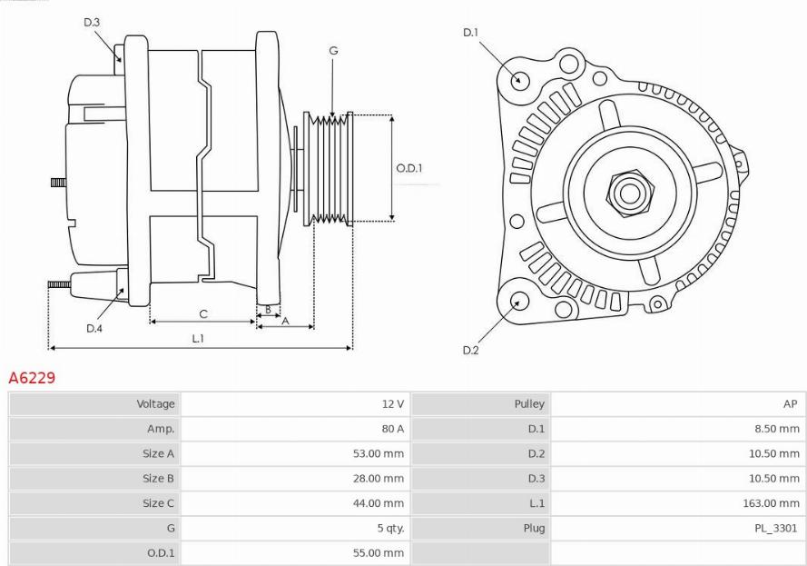 AS-PL A6229 - ALTERNATOR