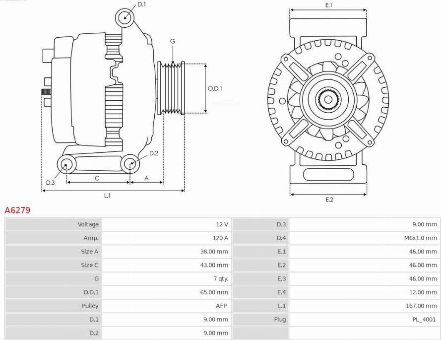 AS-PL A6279 - ALTERNATOR