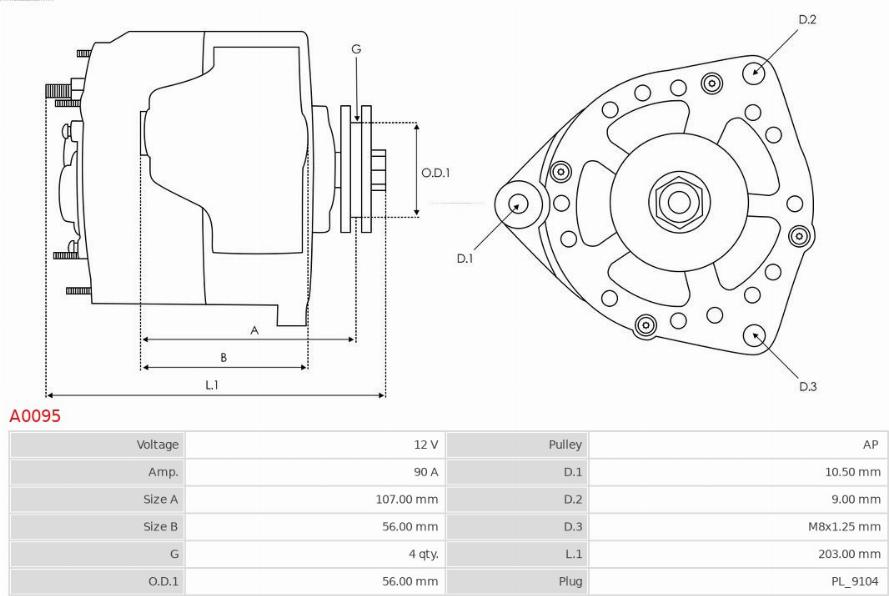 AS-PL A0095 - ALTERNATOR