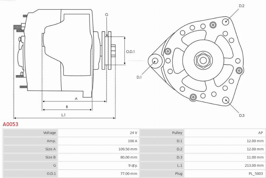AS-PL A0053 - ALTERNATOR