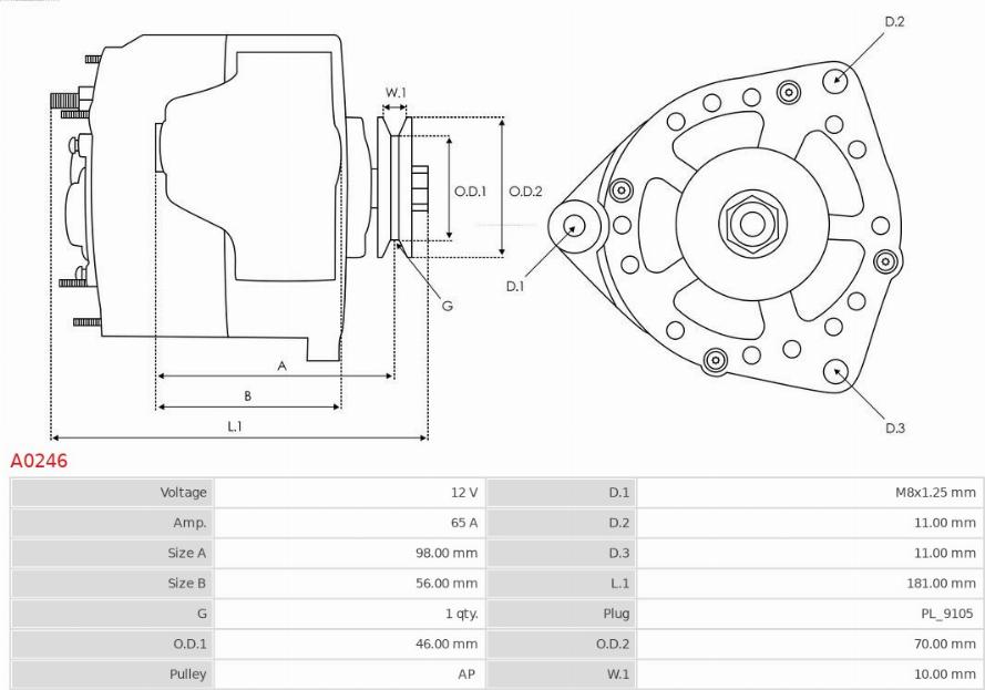 AS-PL A0246 - ALTERNATOR