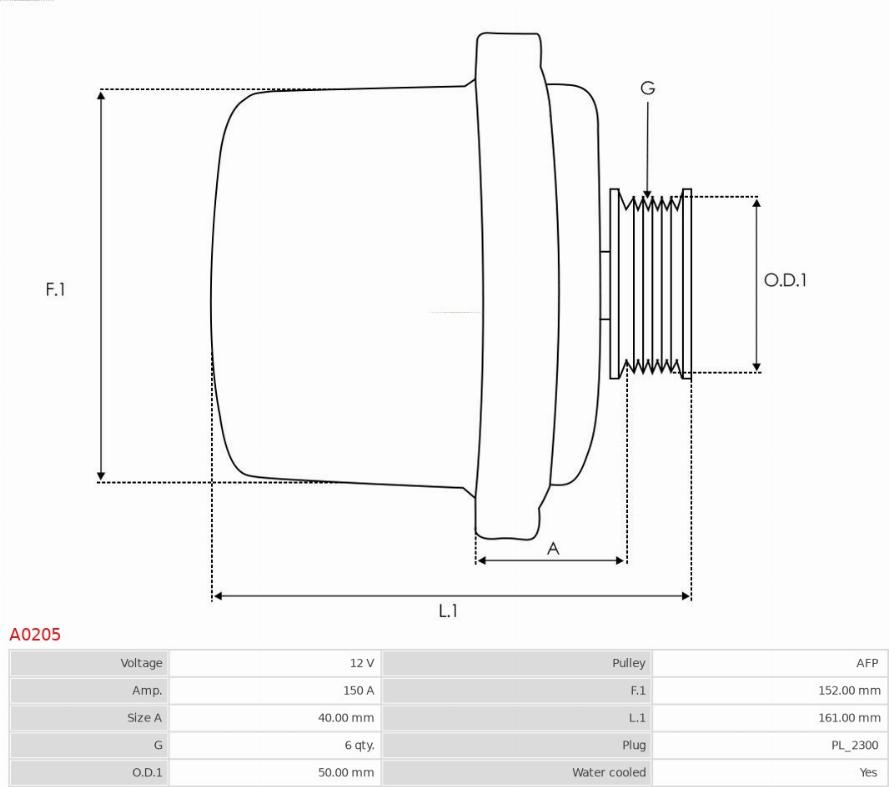 AS-PL A0205 - ALTERNATOR