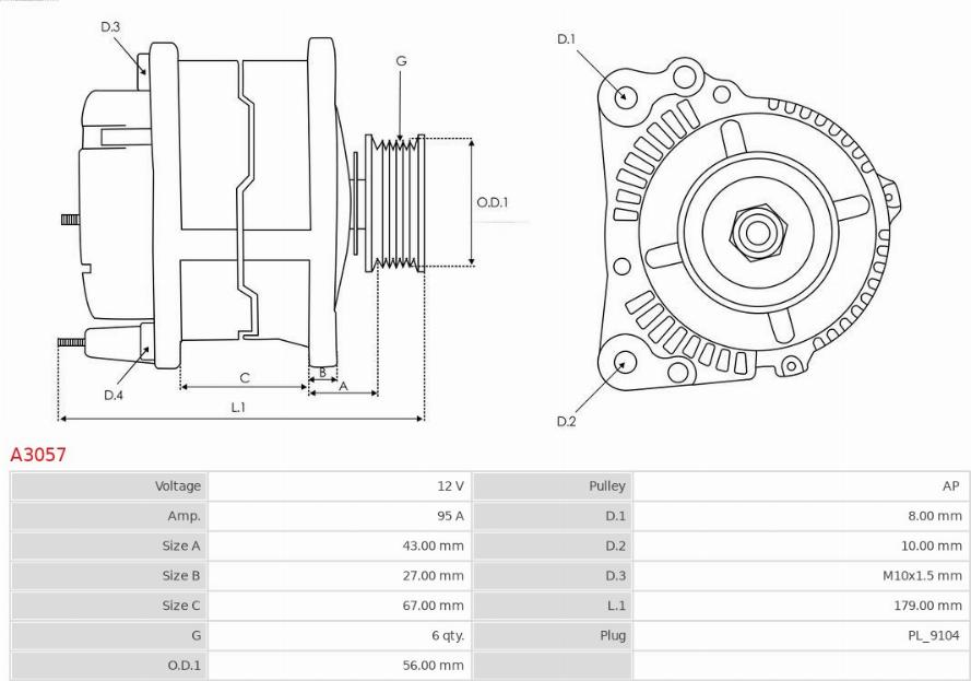 AS-PL A3057 - ALTERNATOR