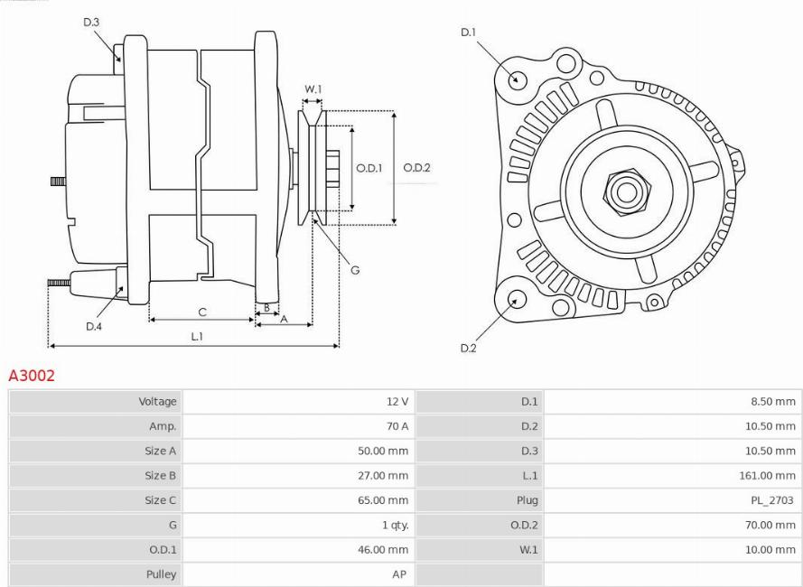 AS-PL A3002 - ALTERNATOR