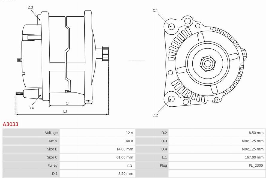 AS-PL A3033 - ALTERNATOR