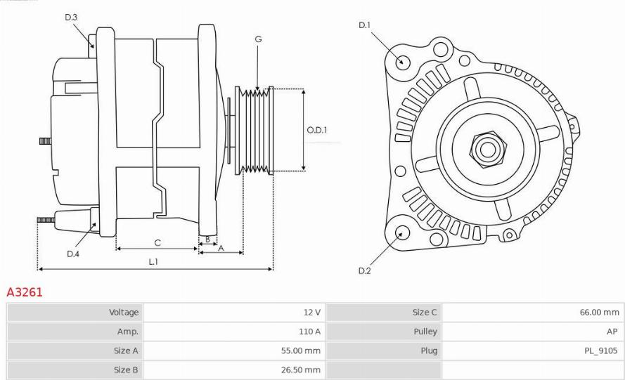 AS-PL A3261 - ALTERNATOR