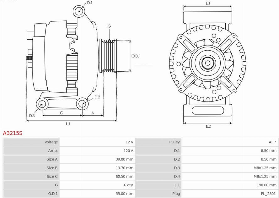 AS-PL A3215S - ALTERNATOR