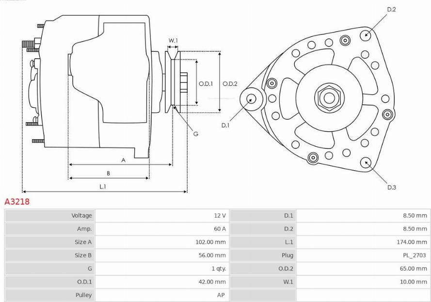 AS-PL A3218 - ALTERNATOR
