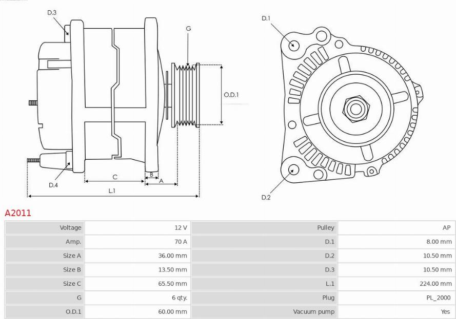 AS-PL A2011 - ALTERNATOR