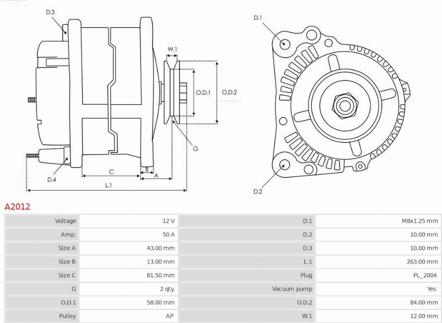 AS-PL A2012 - ALTERNATOR