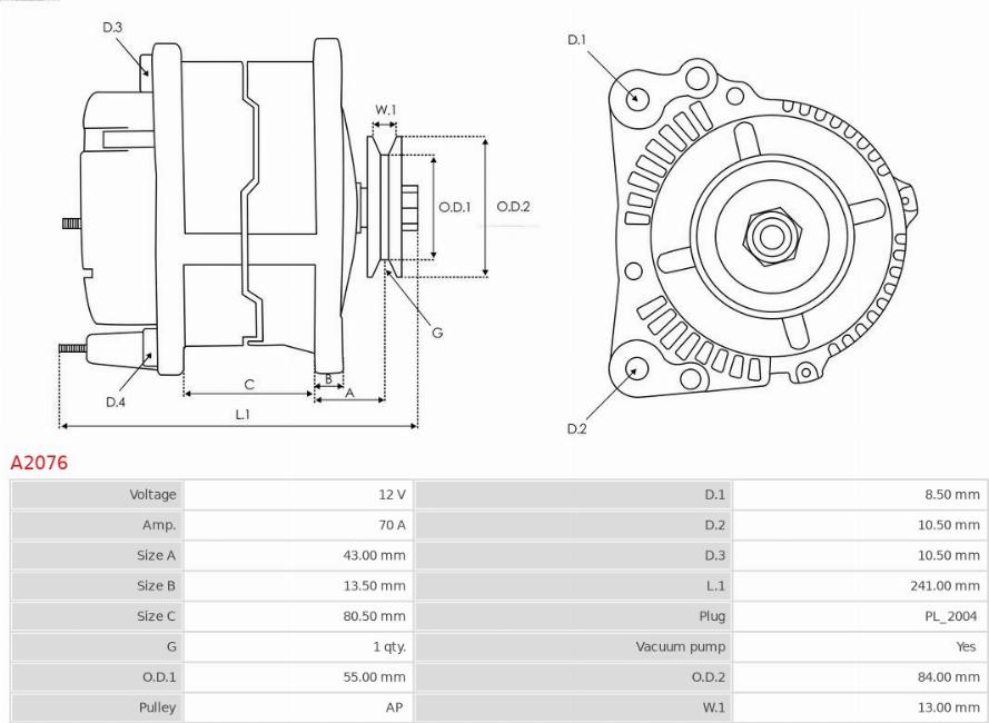 AS-PL A2076 - ALTERNATOR