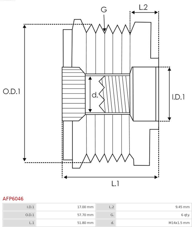 AS-PL AFP6046 - KOŁO PASOWE ALTERNATORA