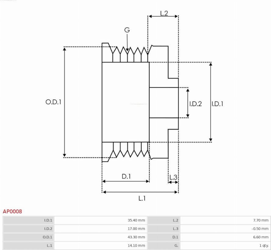 AS-PL AP0008 - KOŁO PASOWE ALTERNATORA